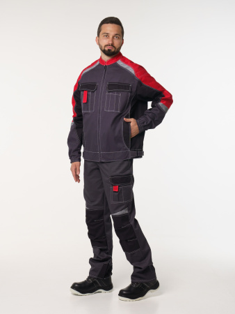 Куртка рабочая мужская №116 цвет серый с красным, черным
