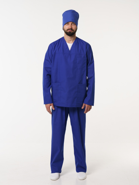 Костюм рабочий универсальный №104 (куртка, брюки) васильковый, ткань смесовая, длинный рукав 