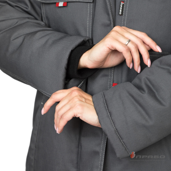 Куртка женская утеплённая "Профессионал" тёмно-серая/красная