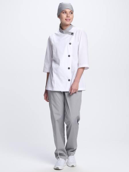 Костюм женский Канди (тк.ТиСи,120), серый/белый (ЧЗ)