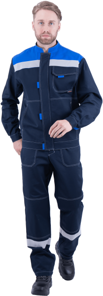 Костюм РАЦИОНАЛИЗАТОР летний, т.синий-василёк, 100% х/б, (куртка, брюки) Кос 016