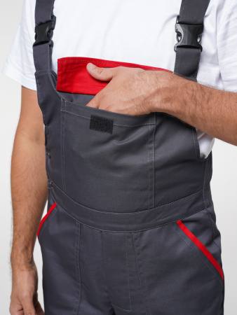 Костюм рабочий мужской №112 (куртка, полукомбинезон) тёмно-серый с красным (ЧЗ)