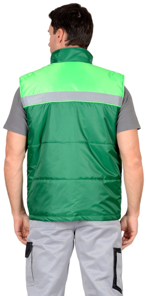 Жилет "Озеленитель" утеплённый зелёный с салатовым и СОП 50 мм. (ЧЗ)
