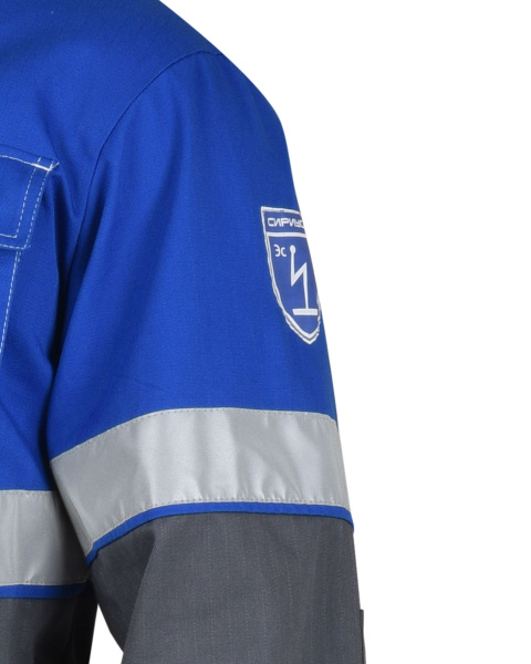 Куртка "Самотлор" длинная, серая с васильковым (ЧЗ)