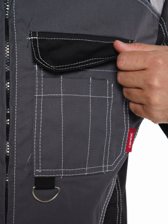 Куртка "Фаворит-Мега" серая с черн., СОП Тк. Rodos (ЧЗ)