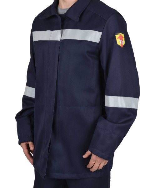 Костюм сварщика "Сфинкс" летний: куртка, брюки синий (480 гр/кв.м) и СОП 50мм (ЧЗ)