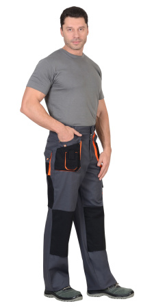 Брюки "МАНХЕТТЕН" т.серые с оранжевым и черным