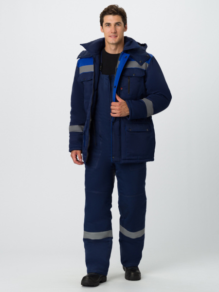 Костюм зимний Титан (тк.Смесовая,210) п/к, т.синий/васильковый (ЧЗ)