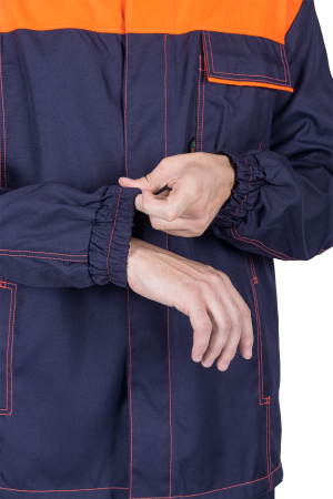 Костюм ХИМОС противокислотный, куртка, брюки, берет, темно-синий/оранжевый