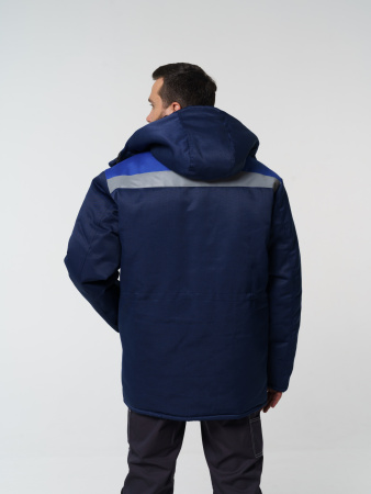 Куртка мужская зимняя Кур710 ткань смесовая, цвет темно-синий с васильковым