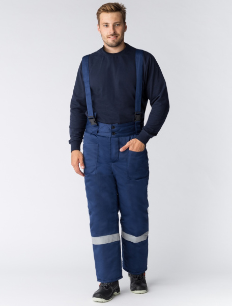 Костюм зимний Труженик-Ультра-1 СОП (тк.Смесовая,210) брюки, т.синий/васильковый