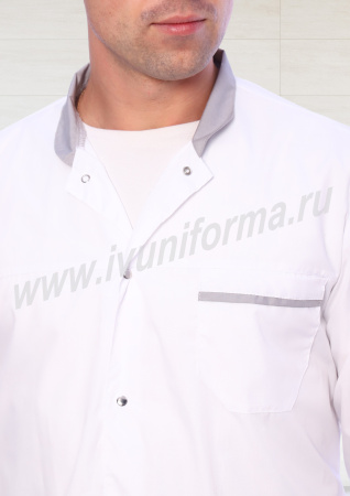 Халат медицинский мужской "Флойд" белый с серым