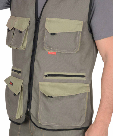 Жилет "ВЕСТ-ВОРК" летний: т.оливковый со св.оливковым (ЧЗ)