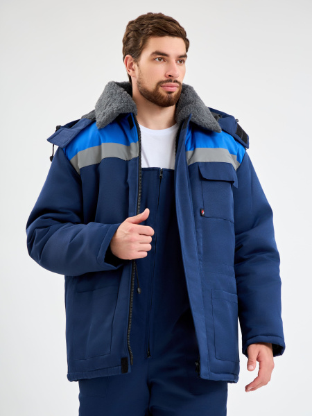 Костюм зимний Труженик-Ультра-2 СОП (тк.Смесовая,210) п/к, т.синий/васильковый