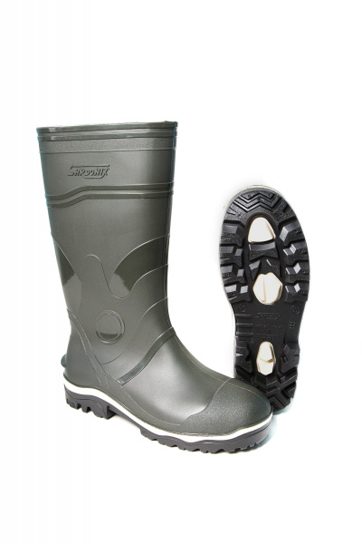 Сапоги рабочие мужские "Специалист" из ПВХ, арт. 165-05МП, металлоподносок оливковые Sardonix 